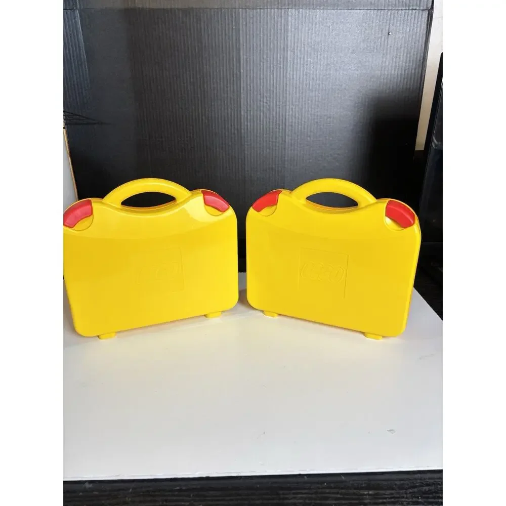 LEGO Set of 2 Storage Carrying Cases Yellow & Orange Adjustable Dividers VG Cond